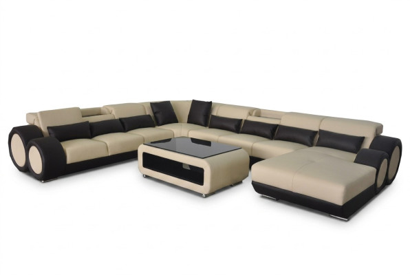 Ledersofa Wohnlandschaft Garnitur Design Modern Ecke Sofa U-Form G8035+USB