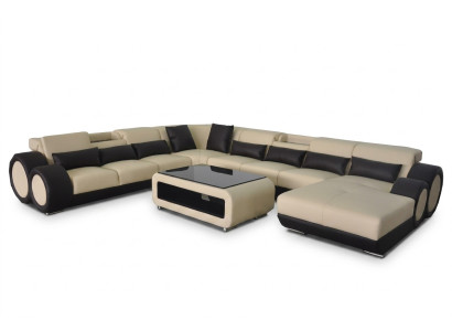 Ledersofa Wohnlandschaft Garnitur Design Modern Ecke Sofa U-Form G8035+USB