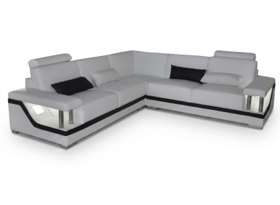 Ledersofa mit USB Wohnlandschaft Eck Garnitur Design Modern Sofa L-Form L6002