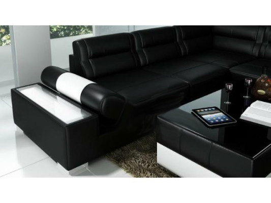 Ledersofa Ecksofa + USB Garnitur Polster U Form Couch Sofa Design Wohnlandschaft