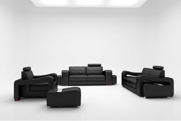 Designer Ledersofa Sofagarnitur USB Sofa Sitz Polster Garnitur 3+2+1 Garnituren