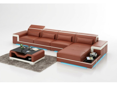 Ledersofa USB Wohnlandschaft Ecksofa Ecke Garnitur Design Moderne Sofa Couch Neu