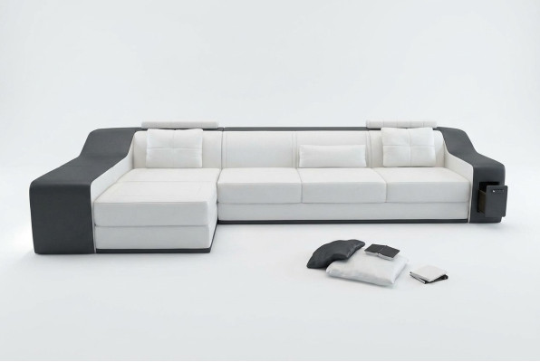Ledersofa mit USB Wohnlandschaft Ecksofa Eck Garnitur Design Modern Sofa B2017B