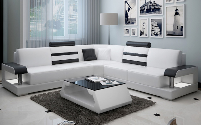 Leder Wohnzimmer Garnituren Couch Set Sofas Couchen Sofagarnitur 3+2+1 mit USB