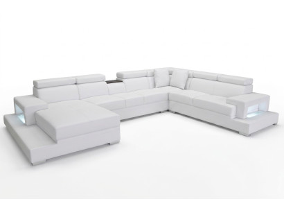 Leder Polster Sitz Zimmer Eck Wohn Sofa Couch XXL Designer Garnitur Sofas +USB