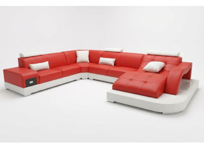 Leder Eck Sofa Eck Wohnlandschaft Garnitur Design Modern Couch Neu Sofas USB Neu