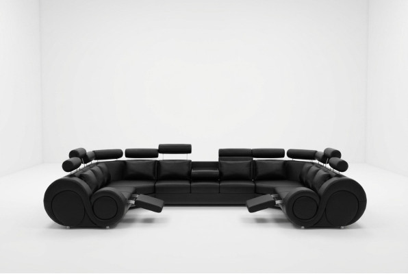 Designer Wohnlandschaft Eckcouch +USB Sofa Polster Ledersofa Sofas Neu Garnitur