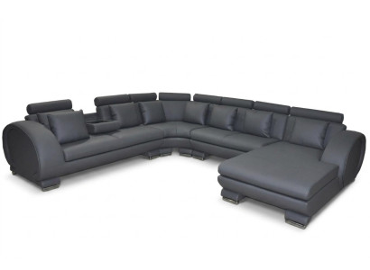 Eck Leder Sofa +USB Couch Polster Sitz Wohnlandschaft Design XXL U Form Garnitur