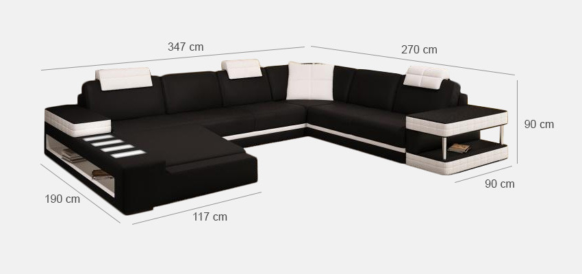 Designer Leder Polster Ecke Sofa mit USB Polster Eck Landschaft Zimmer Big Leder