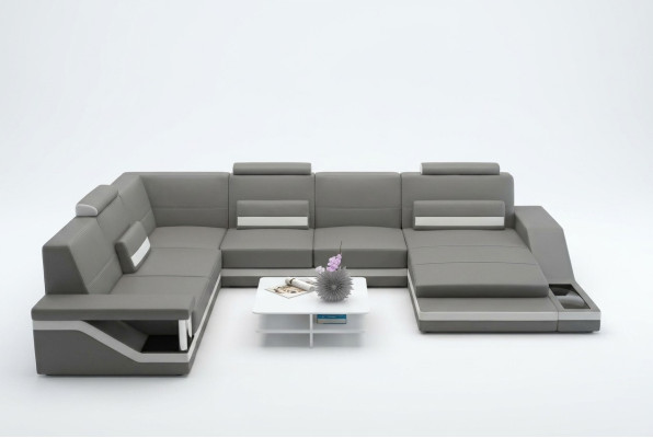 Ledersofa + USB Wohnlandschaft Ecksofa Eck Garnitur Design Couch Sofa Hamburg
