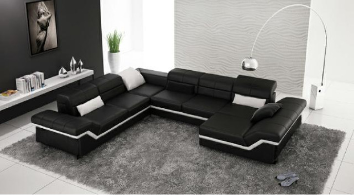 Ledersofa Couch Wohnlandschaft Ecksofa Eck Garnitur Design Modern Sofa mit USB