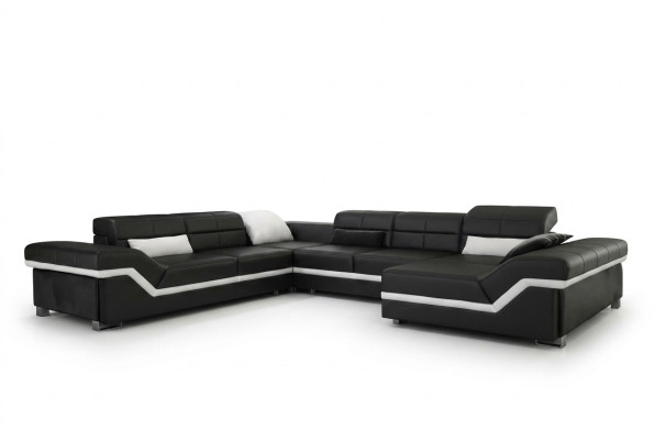 Ledersofa Couch Wohnlandschaft Ecksofa Eck Garnitur Design Modern Sofa mit USB