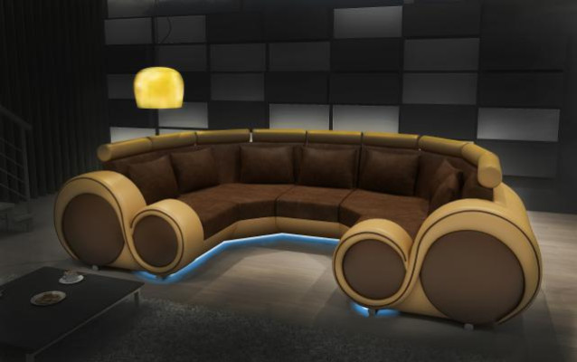 Wohnlandschaft Designer Sofa Textil Couch + USB Mikrofaser Polstergarnitur XXL