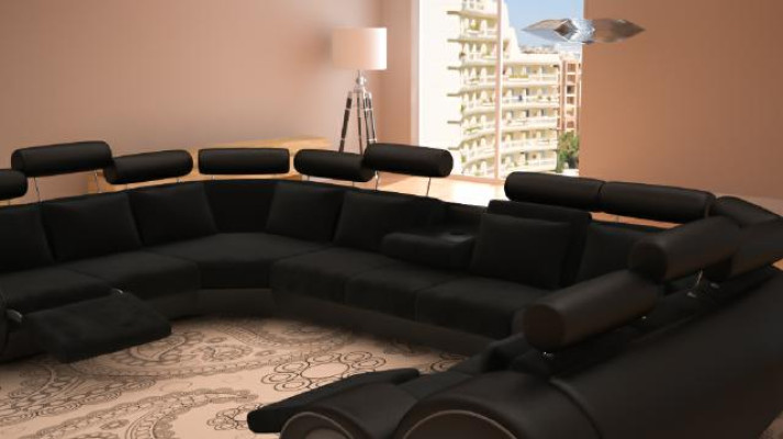 Design Ecksofa Sofa mit USB Polster Sitz Eck Garnitur Sofas Leder Textil LForm