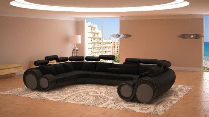 Design Ecksofa Sofa mit USB Polster Sitz Eck Garnitur Sofas Leder Textil LForm