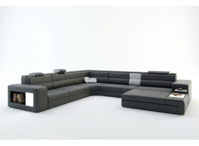 Ecksofa Polster Sofa mit USB Wohnlandschaft Sitz Eck Garnitur Leder Textil Couch
