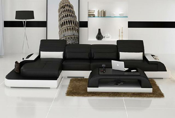 Wohnlandschaft Polster Ecke Eck Sofa mit USB Garnitur Landschaft Leder Wetzlar
