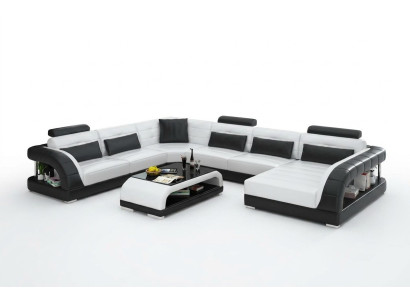 Sofagarnitur mit USB Polster Sofa Set 3+2+1 Leder Couchen Sofas Komplett