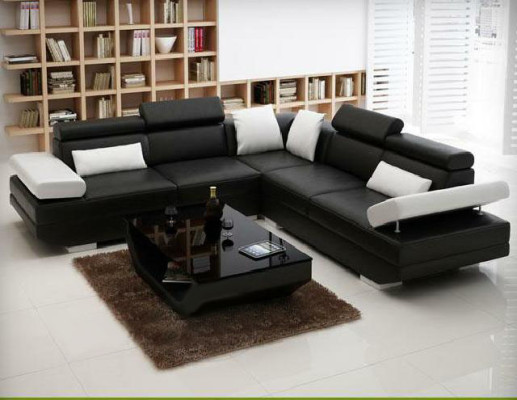 Wohnlandschaft Polster Ecke Eck Sofa mit USB Garnitur Landschaft Leder AlfredB