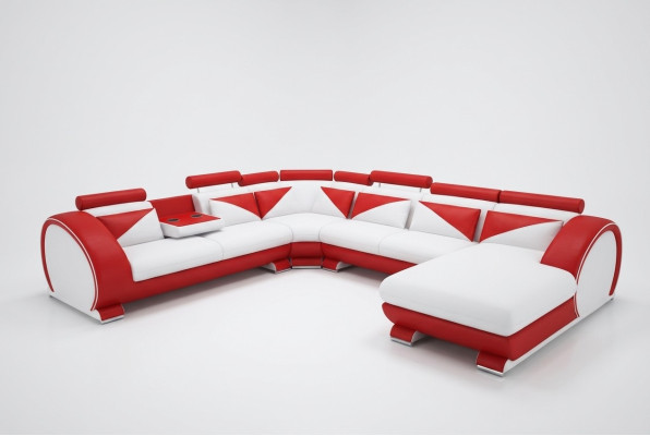 Ledersofa mit USB Ledersofa Big Sofa Ecksofa Leder XXL Wohnlandschaft U Form
