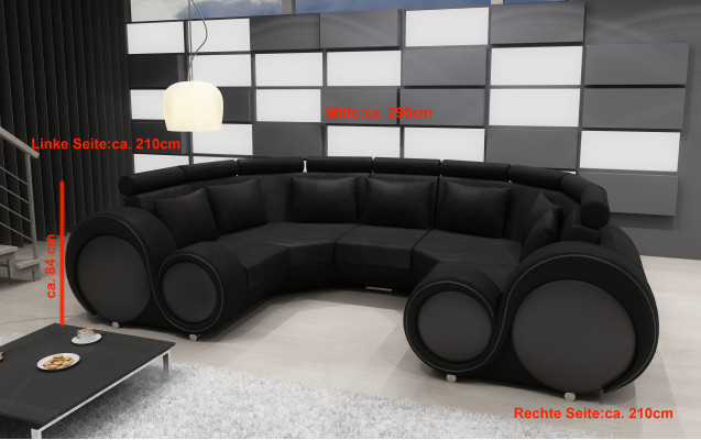 Wohnlandschaft Textil Couch Microfaser Polstergarnitur XXL Neu Sofa Stoff USB