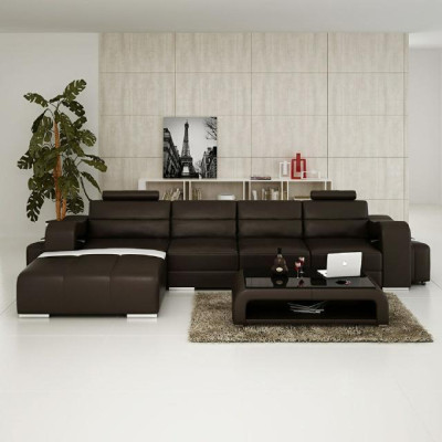 Ledersofa Ecksofa + USB Couch Design Wohnlandschaft Polster Garnitur Sofa L Form