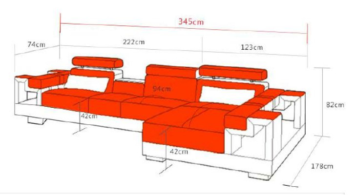 Wohnlandschaft Ecksofa Ledersofa Sofa + USB Polster Sitz Eck Garnitur Neu 2710B