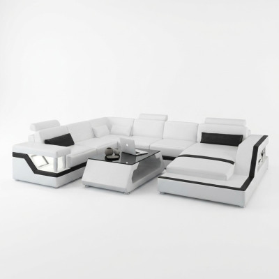 Designer Sofa Ecksofa Wohnlandschaft Big Modernes Ledersofa + USB,Patentiert NEU