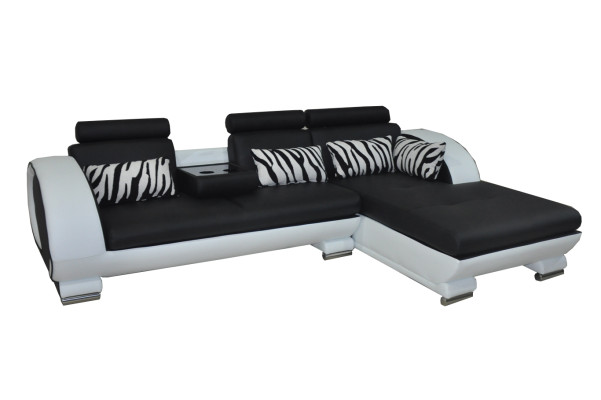 Eck Sofa Leder + USB Eck Garnitur Wohn Ecke Landschaft L Form Polster Neu Design