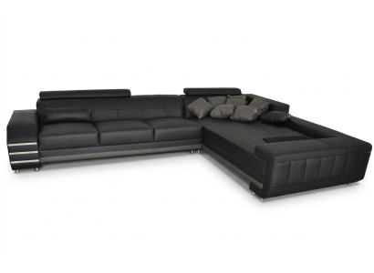 Eck Leder Sofa + USB Polster Sitz Garnitur Wohnlandschaft Design XXL L Form Ecke