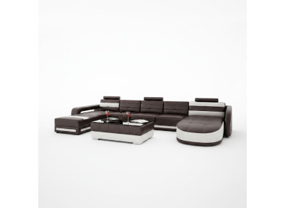 Ledersofa mit USB Ecksofa Designer Wohnlandschaft Sofa Couch Sitz U Form