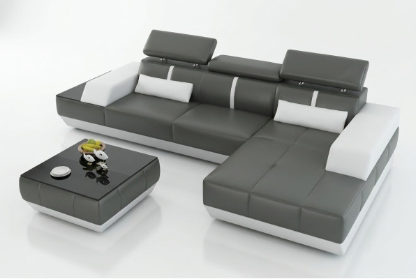 Ledersofa Sofa mit USB,Wohnlandschaft Ecksofa Garnitur Design Modern Sofa K5015C