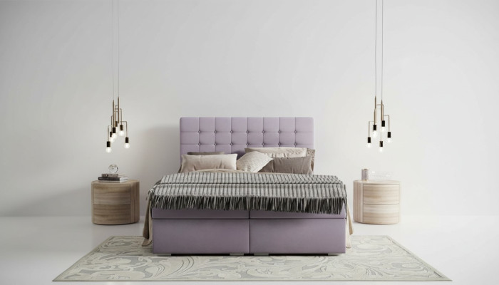Komplett Set Matratze & Topper Boxspring Bett Pink Polster 180x200cm