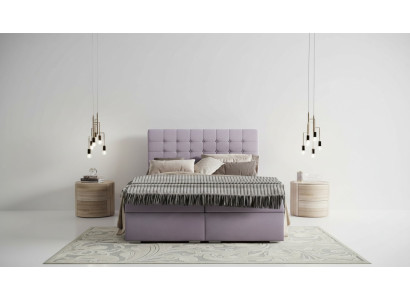 Komplett Set Matratze & Topper Boxspring Bett Pink Polster 180x200cm