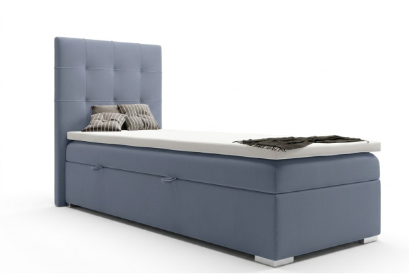 Luxus Boxspring Bett Hotel Betten Polster Funktion Bettkasten 90x200cm Blau Neu