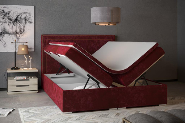 Boxspring Design Bett Hotel Doppel Betten Luxus Polster Bettkasten Funktion Gelb