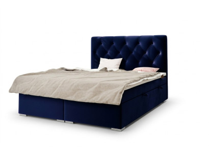 Boxspring Bett Hotel Doppel Blau Textil Luxus Betten Polster Bettkasten Funktion