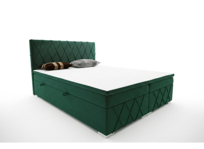 Doppel Bett Komplett Set Matratze Boxspring Topper Betten Funktion Kasten Grün