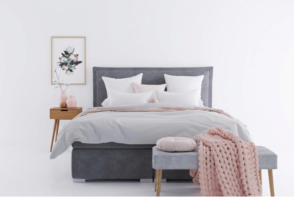 Moderne Hotel Boxspring Betten Doppel Luxus Bett Polster Kasten Funktion Stoff