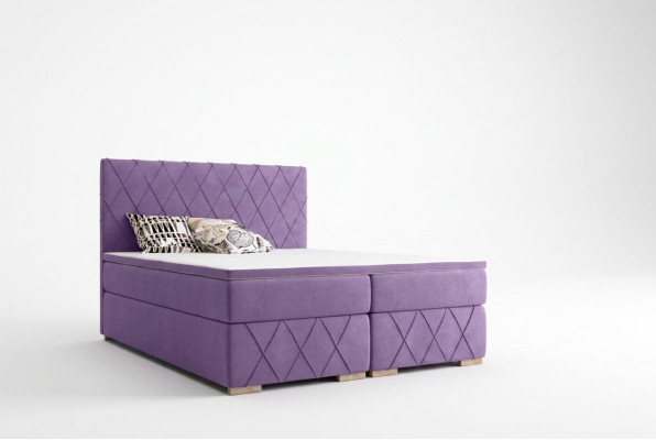Komplett Set Matratze & Topper Boxspring Bett Lila Polster 180x200cm Betten