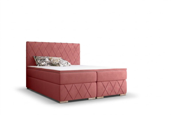 Komplett Set Matratze & Topper Boxspring Bett Pink Polster 180x200cm Betten Neu