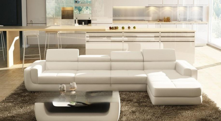 Ecksofa Ledersofa + USB Wohnlandschaft L Form Sofa Polster Sitz Ecke Tettau Rot