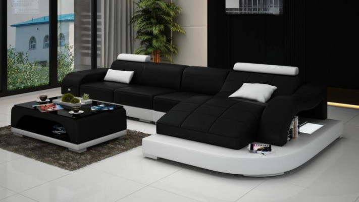 Ecksofa mit USB Polster Eckgarnitur Wohnlandschaft Eckcouch Design Sofa PHM3375