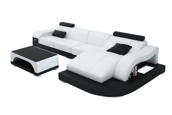 Ecksofa mit USB Polster Eckgarnitur Wohnlandschaft Eckcouch Design Sofa PHM3375
