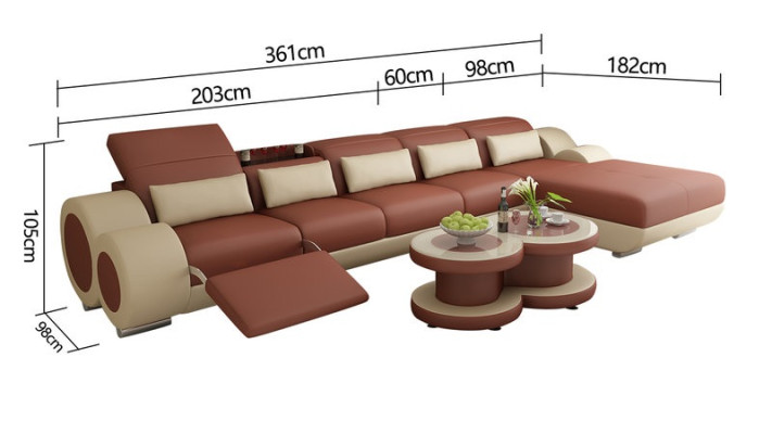 Ledersofa + USB Sofagarnitur Neu Ecksofa Eck Garnitur Design Modern Sofa G8035H