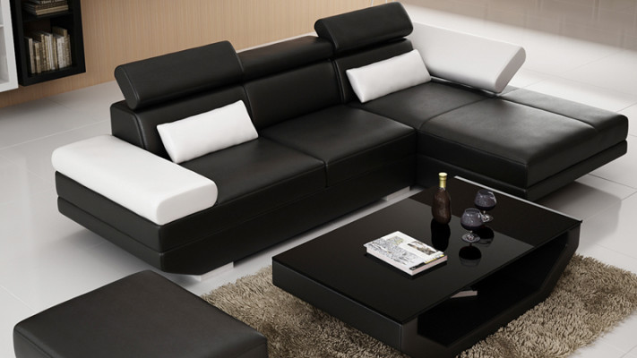 Ledersofa L-Form + USB Wohnlandschaft Ecksofa Garnitur Design Modern Sofa K5009D
