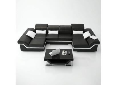 Big Ledergarnitur Polster Neu Ledersofa XXL Sofa mit USB Ecksofa Wohnlandschaft