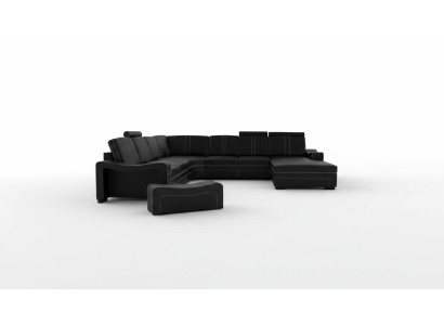Ledersofa mit USB Wohnlandschaft Ecksofa Neu Garnitur Sofa XXL Ledersofa Couch