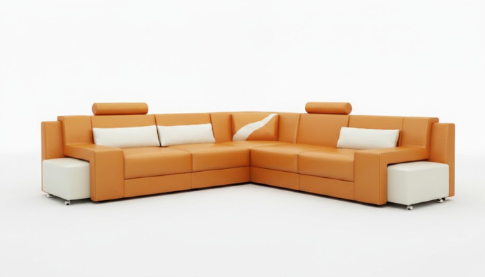 Wohnlandschaft Polster Ecke Eck Sofa mit USB Garnitur Landschaft Leder V015B Neu