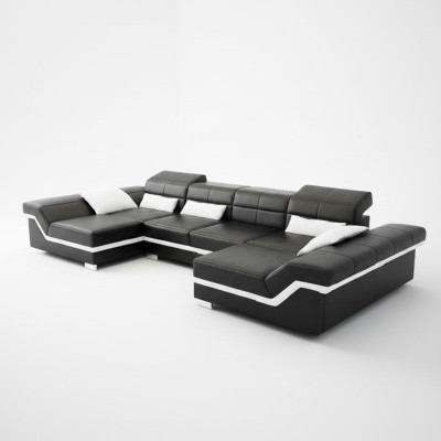 XXL Ledersofa mit USB Ecksofa Wohnlandschaft Big Couch Ledergarnitur Polster Neu